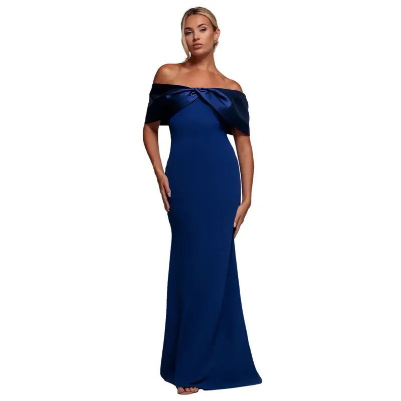 Women's long dress Goddiva Bardot Bleu 44