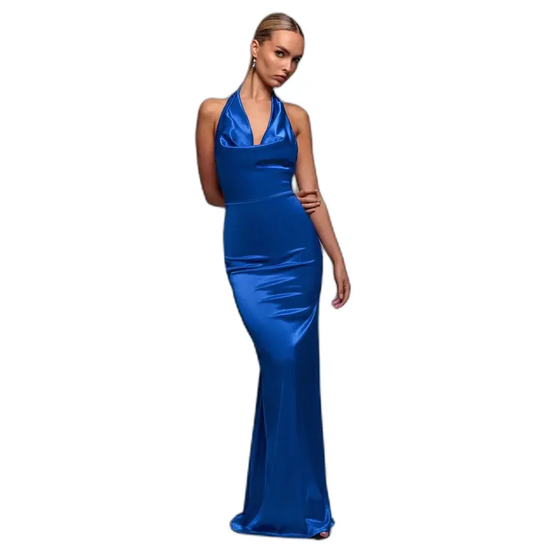 Women's tight dress Goddiva Halter Bleu 38