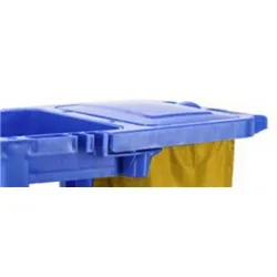 Gpc Janitorial Cleaning Trolley with Bag Lid; Castors; 100kg; Blue/Yellow