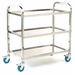 Gpc Shelf Trolley; 3 Shelf Trolley; Swivel Castors; Stainless Stee Silver
