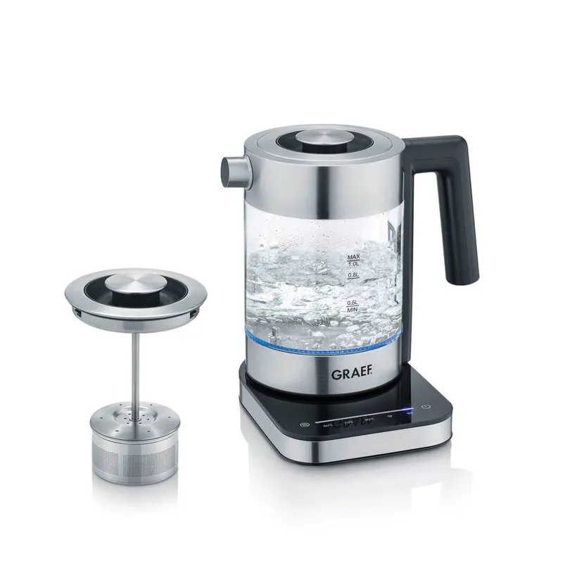 Graef " " 1 Litre Glass kettle & Tea Maker in Silver Silver