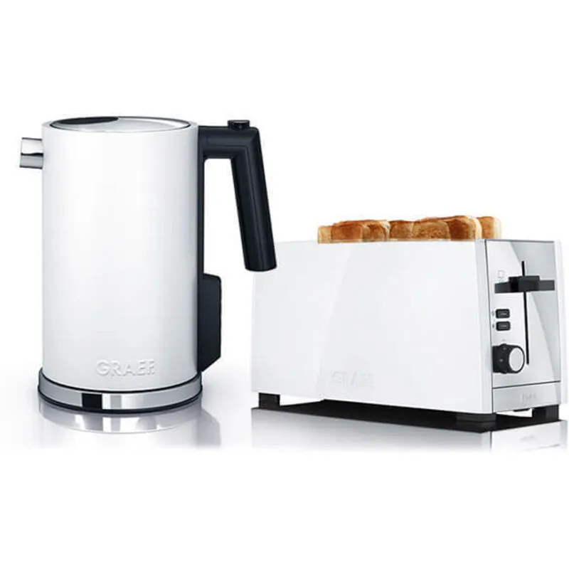 Graef - White Kettle & 4 Slice Toaster Set