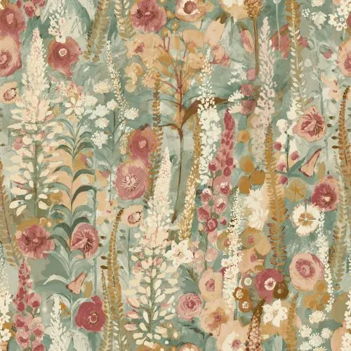 GranDeco Delphinium Floral Forest Wallpaper
