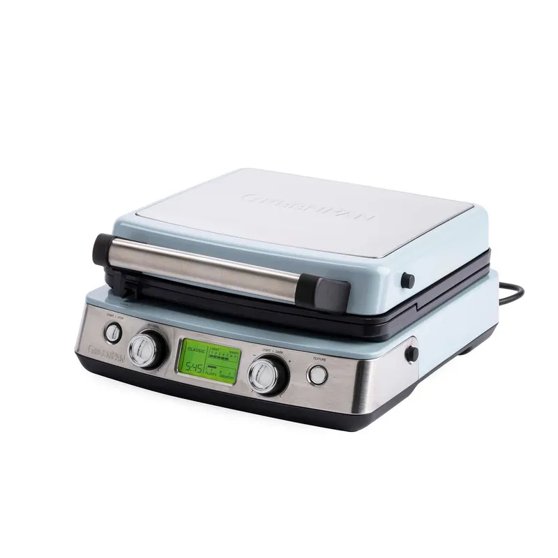 GreenPan Elite Belgian Waffle Maker, Pfas-Free Non-Stick Ceramic Plates in Light Blue Light Blue