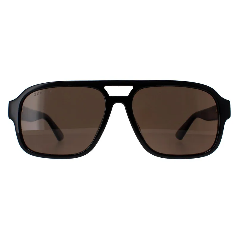Gucci Aviator Mens Black Brown Polarised Gg1342s - One Size