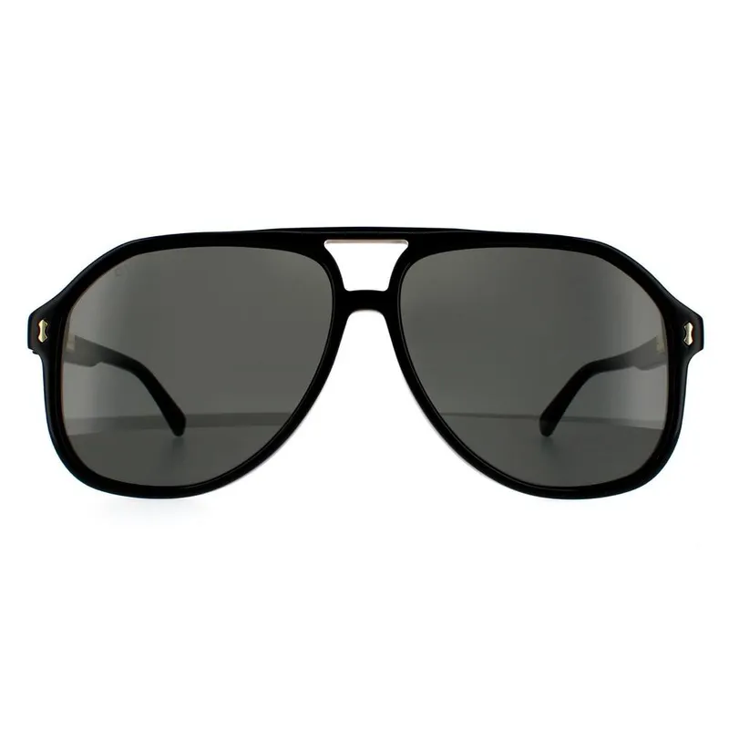 Gucci Men's Aviator Black Grey GG1042S Sunglasses Black One Size