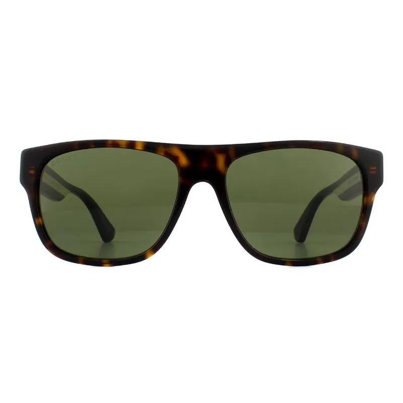 Gucci Men's Rectangle Havana Green Sunglasses in Brown Brown One Size