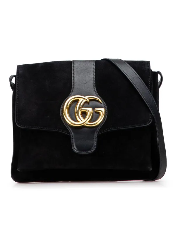 Gucci Women's Preloved Medium Suede Arli Crossbody Bag in Black - Black