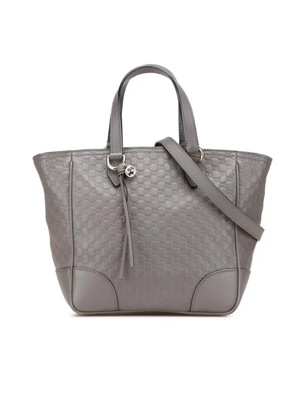 Gucci Women's Preloved Small Microssima Bree Satchel Bag in Grey - Grey