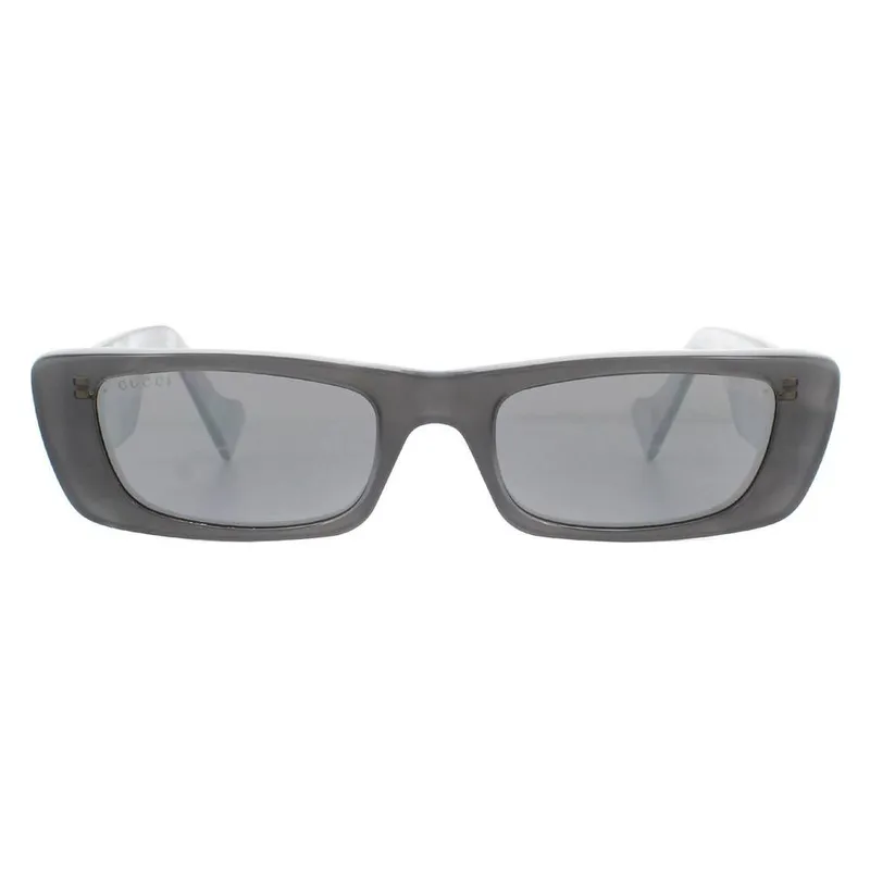 Gucci Women's Rectangle Grey Silver Sunglasses Grey One Size female