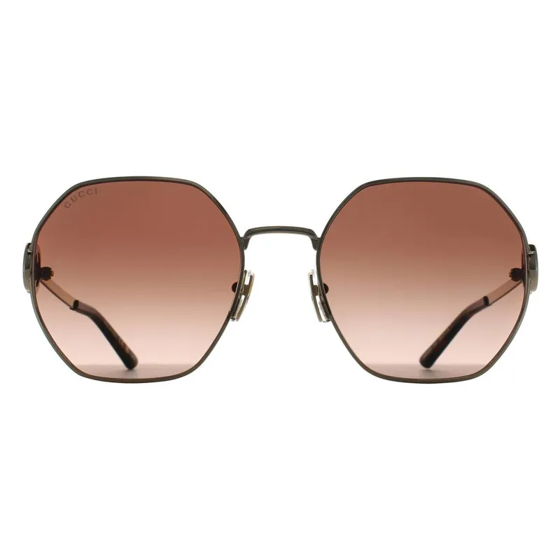 Gucci Women's Round Gold Brown Gradient GG2046S Gold female