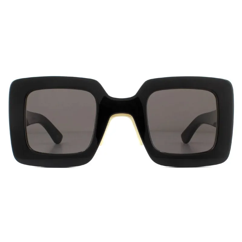 Gucci Women's Square Black Grey Sunglasses Black