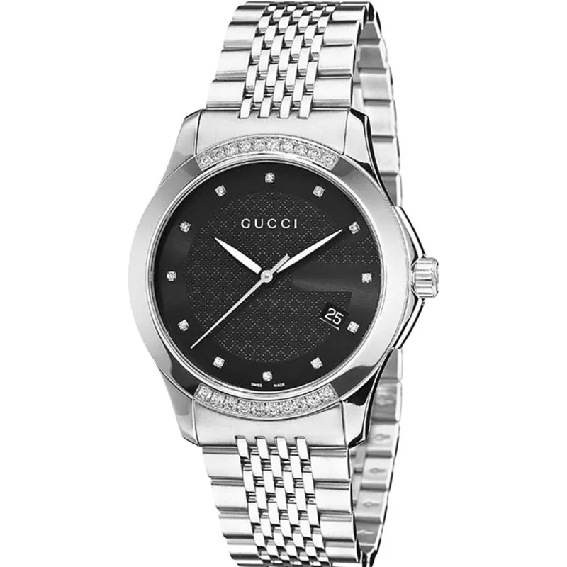 Gucci Ya126408 G-Timeless Black Dial Unisex Watch - Silver Stainless Steel - One Size