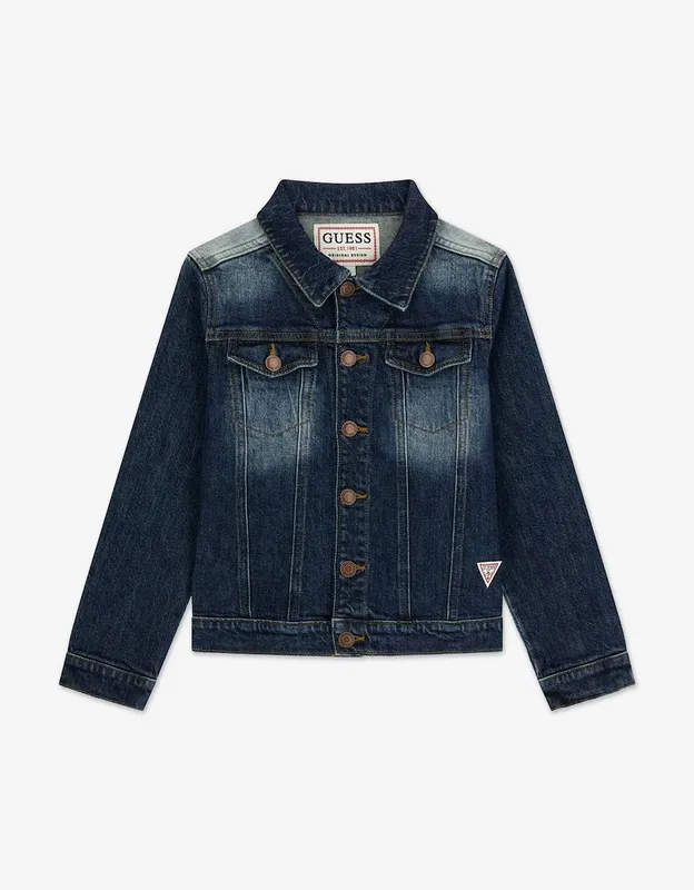 Boy's Guess Boys Comfort Denim Jacket in Navy - Size: 12 years