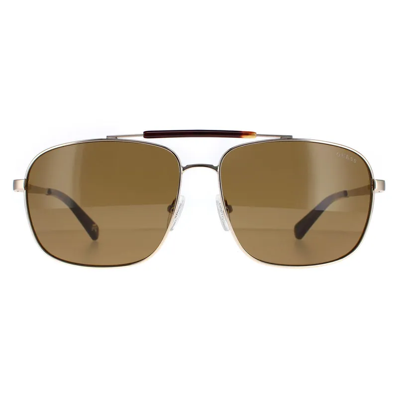 Women's Guess Aviator Shiny Gunmetal Sunglasses