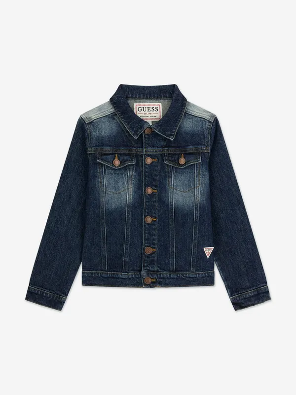 Boy's Guess Boys Comfort Denim Jacket in Navy - Size: 14 years