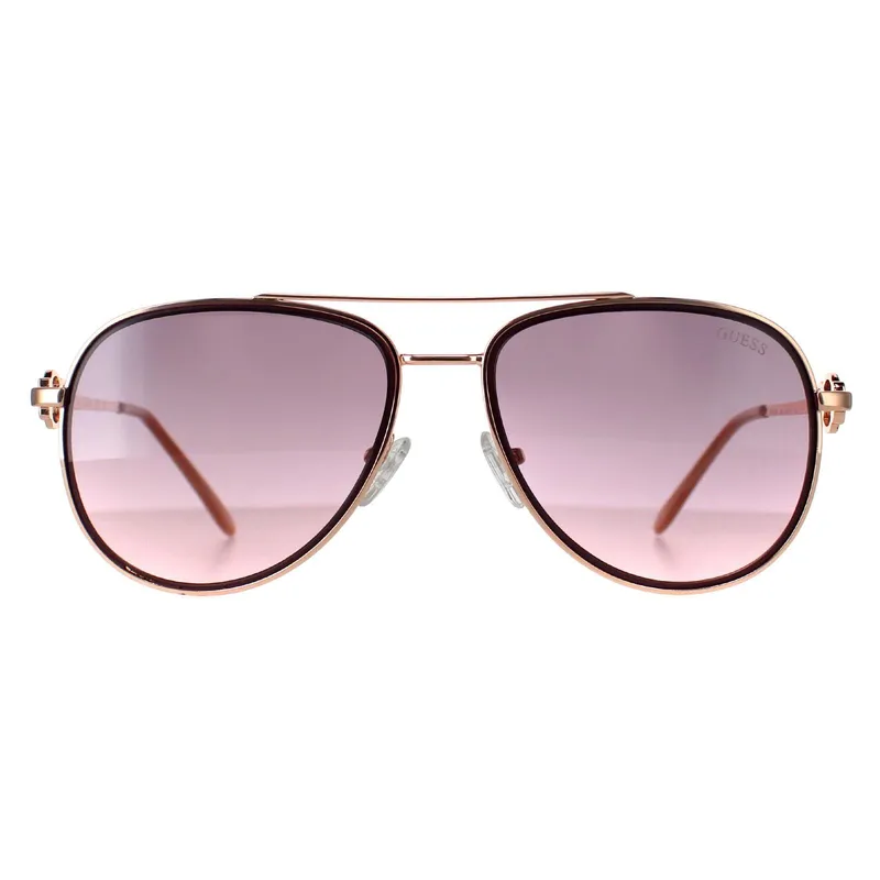 Guess Women's Aviator Shiny Rose Gold Bordeaux Mirror GF0344 Gold One Size