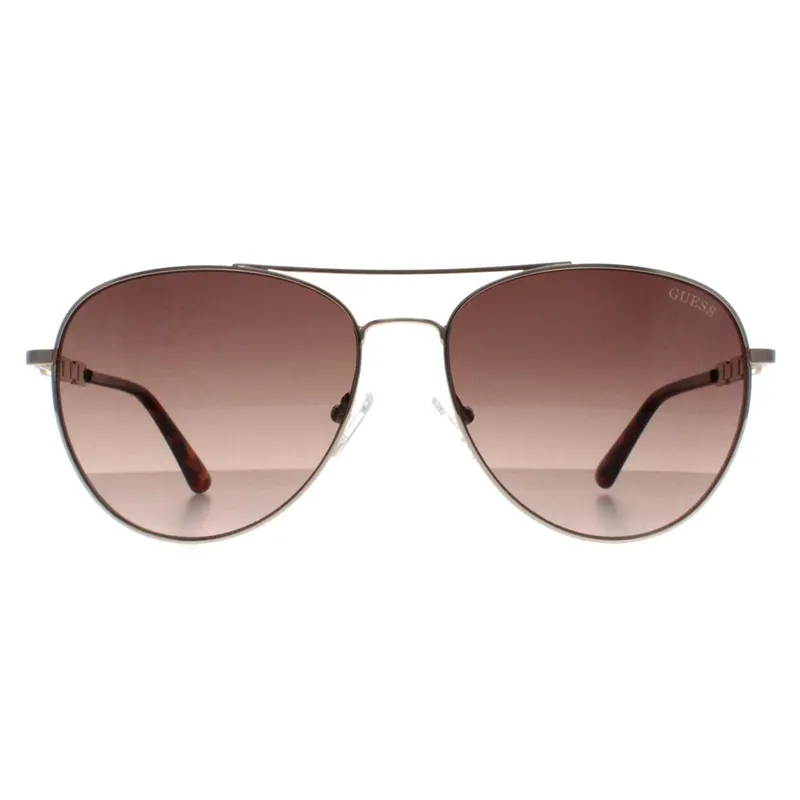 Guess Women's Aviator Silver Brown Gradient GF6143 Silver One Size