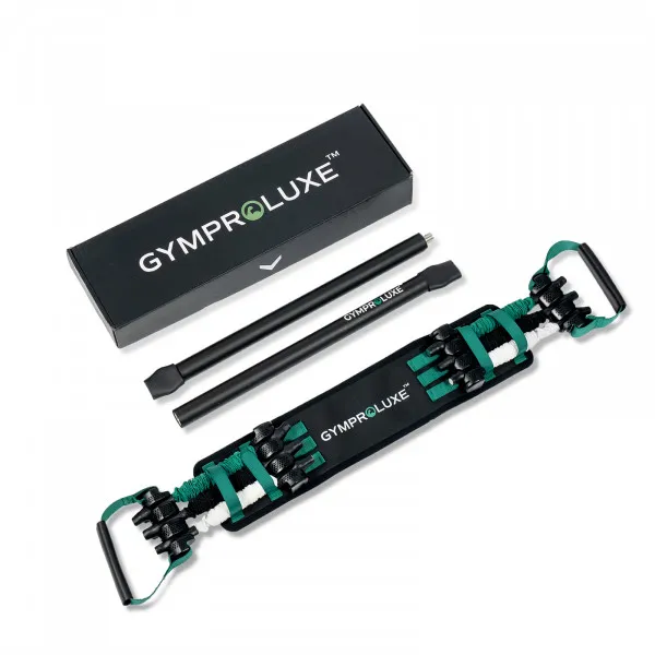 Gymproluxe Resistance Band and Bar Set, White,Green,Black