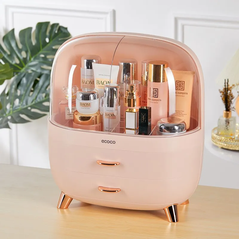 H&O Direct Dust Proof Cosmetic Storage Box in Pink - Pink