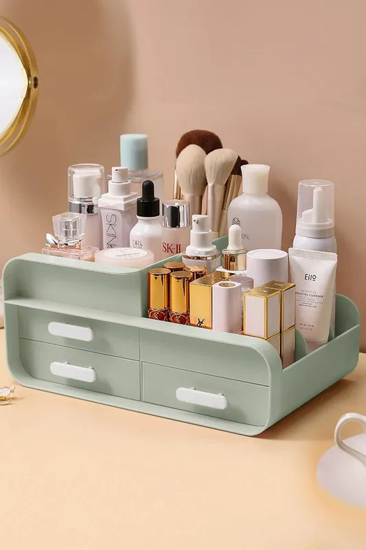H&O Direct Unisex Multi Functional Compartment Storage Box in Green Green female