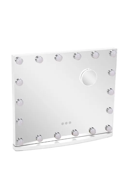 H&O Direct Rectangle LED Light Metal Makeup Mirror in White White