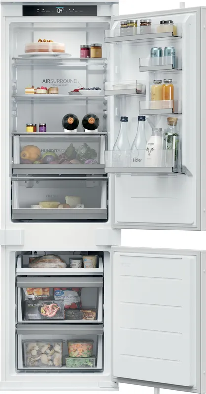Haier Series 6 HBQW5518EK-UK 177cm 70/30 Integrated Total No Frost Fridge Freezer with Sliding Door Hinge - White - E Rated, White