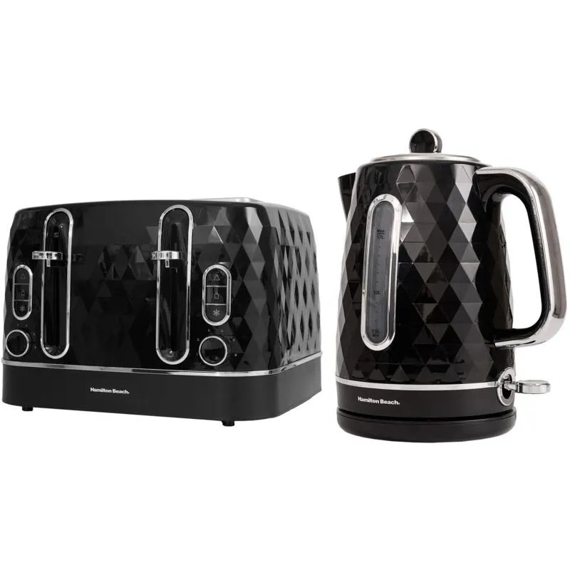 Hamilton Beach - Electric Kettle & Toaster Set Diamond Collection Black