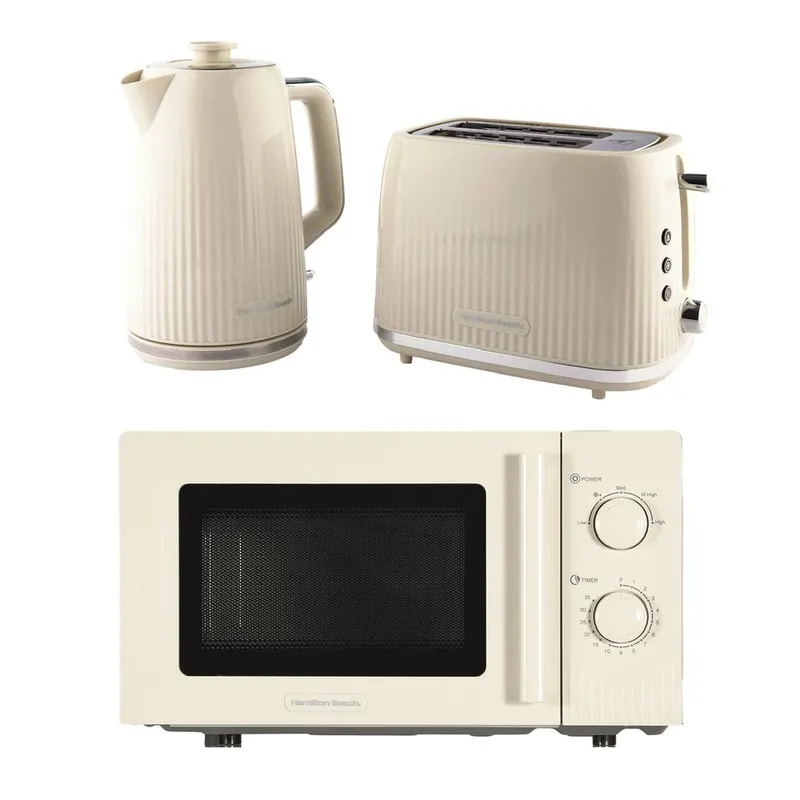 Hamilton Beach Miami Kettle, Toaster & Microwave Set - Sand in Cream Cream