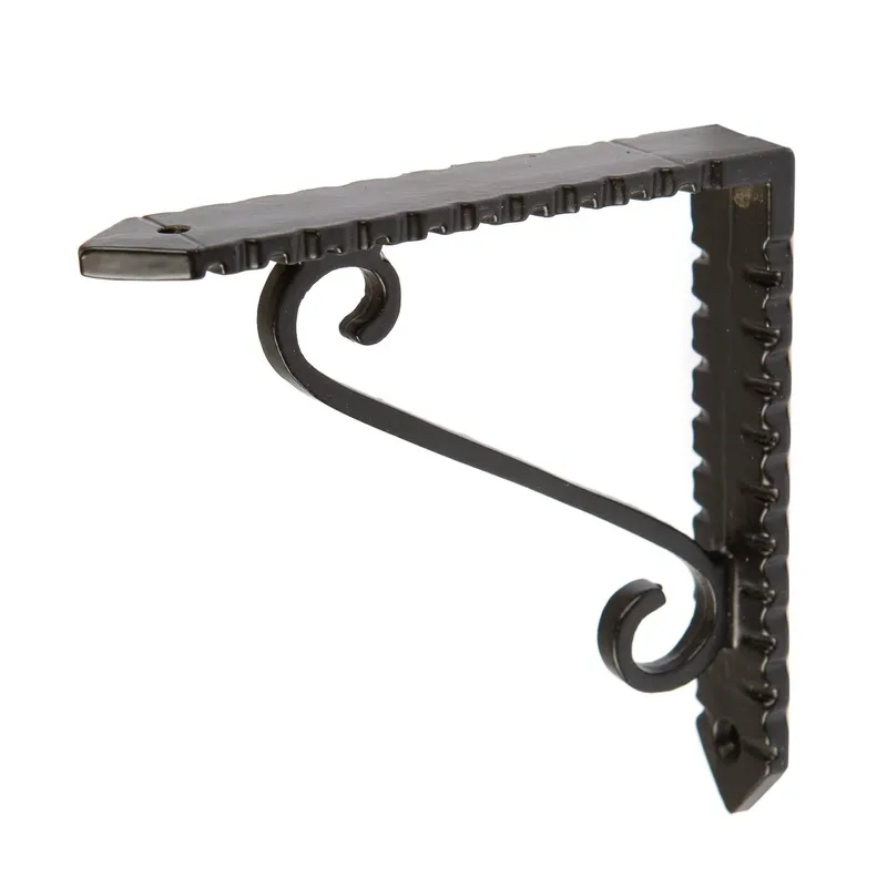 Hammer and Tongs Notched Scroll Iron Shelf Bracket - D105mm in Black Size: 1000mm x 1000mm Black 1000mm x 1000mm