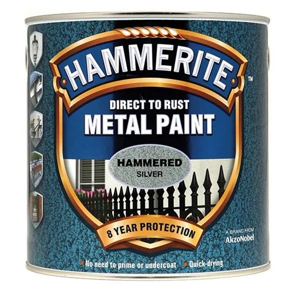Hammerite - Hammered Direct To Rust Metal Paint- 2.5L - Silver
