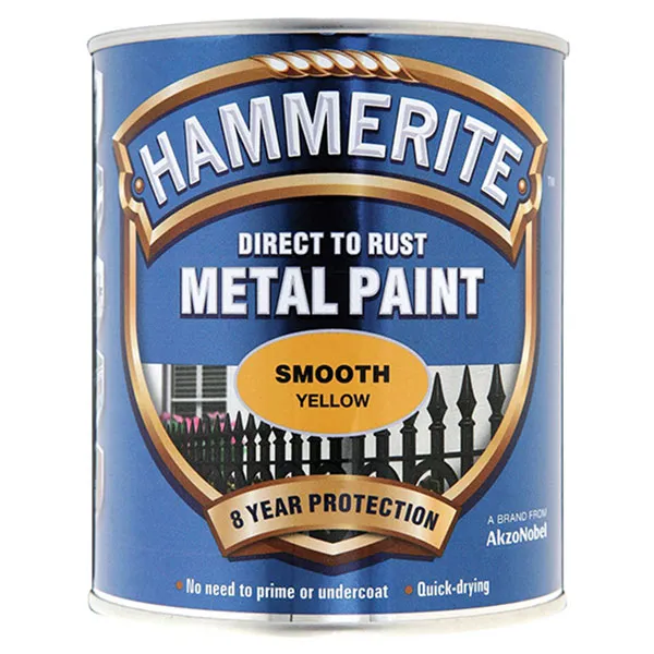 Hammerite 5092874 Direct to Rust Smooth Finish Metal Paint Yellow ...