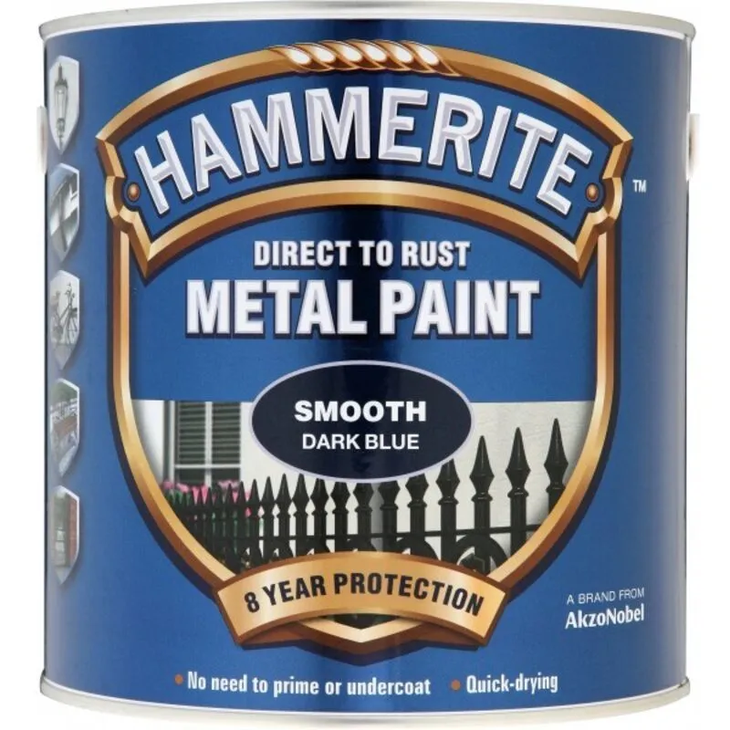 Hammerite 5084845 Direct to Rust Smooth Finish Metal Paint Dark Bl...