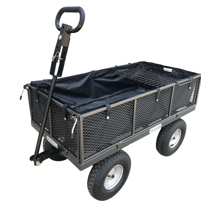 Handy Thdlgt Large Steel Garden Trolley with Liner, Tray and Punctureless Wheels 400Kg