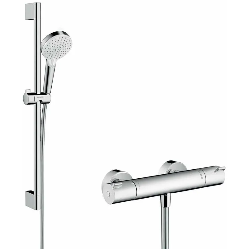 Hansgrohe Crometta Single Outlet Thermostatic Bar Mixer Shower White/Chrome 27812400