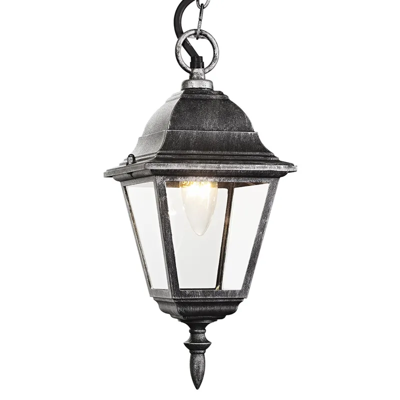 Happy Homewares Cast Aluminium IP44 Outdoor Hanging Lantern in Silver Silver