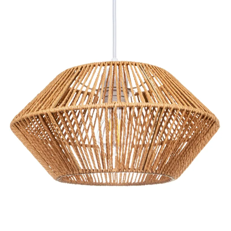 Happy Homewares Chic Designer Super Natural Brown Paper String Easy Fit Light Shade Brown