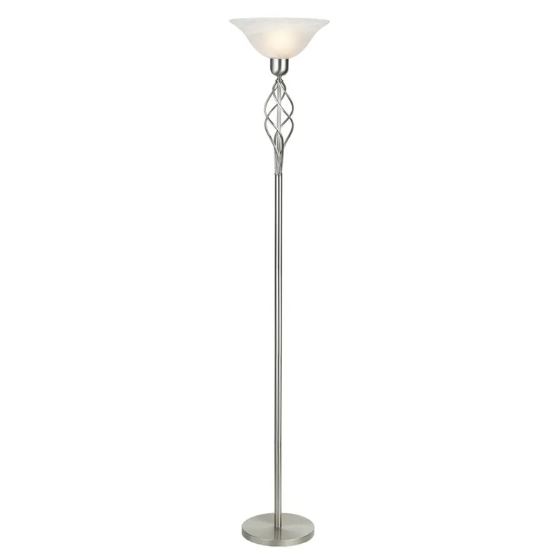 Happy Homewares Classic Knot Twist Floor Lamp Uplighter in Satin Chrome in Metallic Silver Metallic Silver