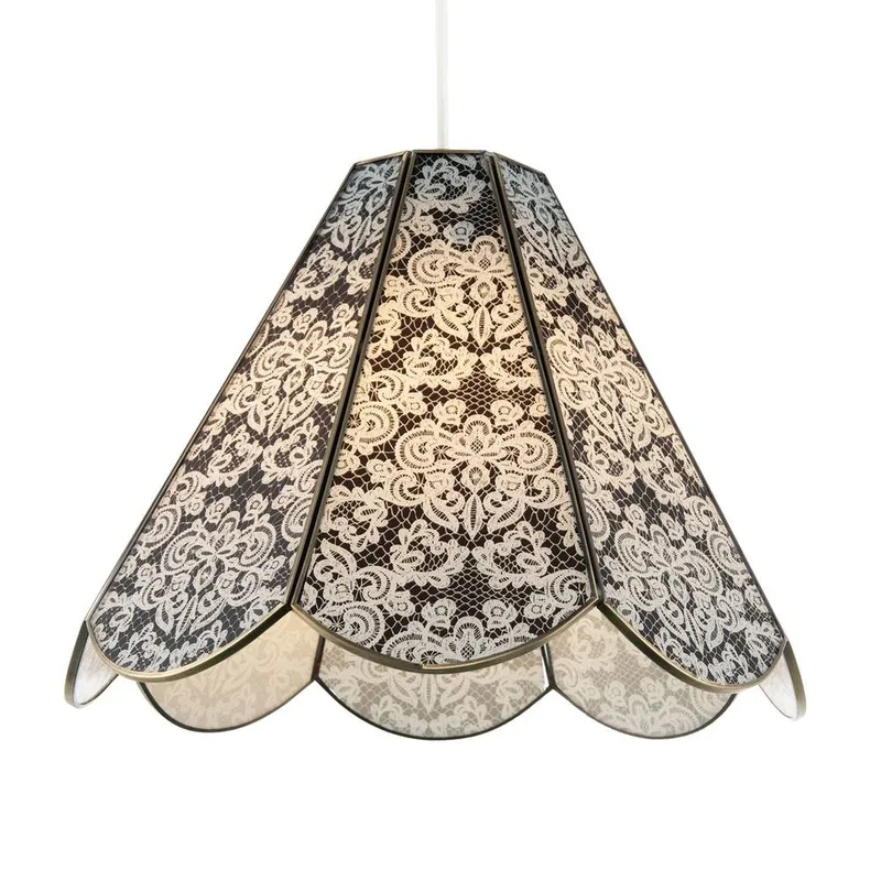 Happy Homewares Classic Traditional White Floral Glass Pendant Ceiling Lighting Shade Multicolor