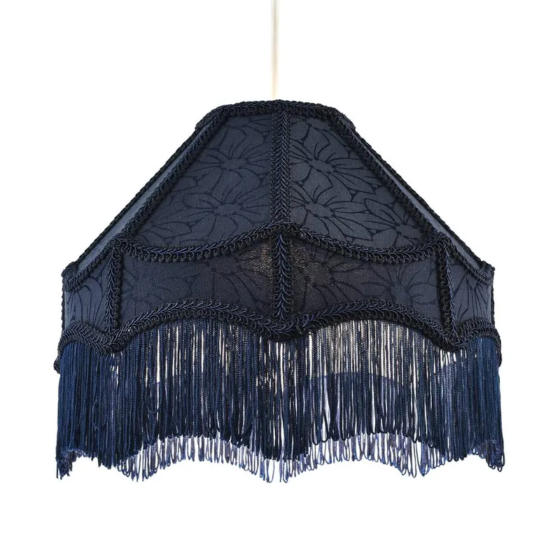 Happy Homewares Classic Victorian Style Empire Pendant Shade in Midnight Blue Fabric Size: 12 inches Midnight