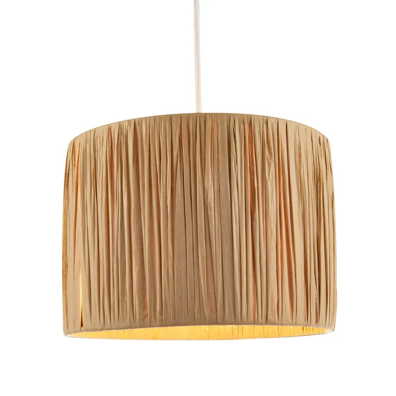 Happy Homewares Classic & Vintage Brown Folded & Tapered Paper Pendant Lamp Shade Brown