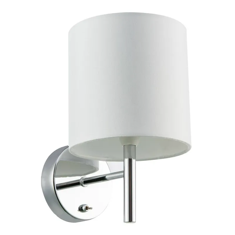 Happy Homewares Contemporary Bedside Wall Lamp in Chrome with Toggle Switch & Shade in Silver Silver