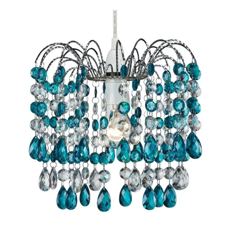 Contemporary Pendant Shade with Teal Acrylic Droplets