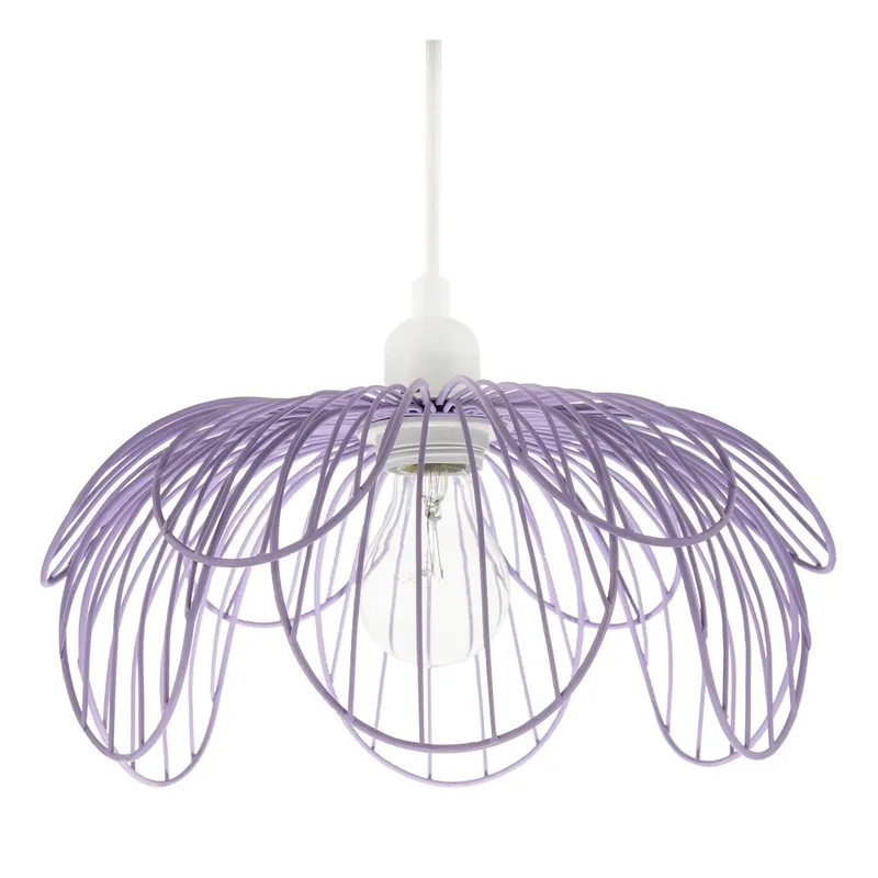 Happy Homewares Mate Lilac Metal Wire Overlapping Petal Ceiling Pendant Light Shade Lilac