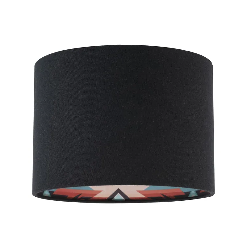 Happy Homewares Modern Colourful Aztec Designed Lamp Shade with Black Linen Fabric Size: 10 inches Black 10 inches