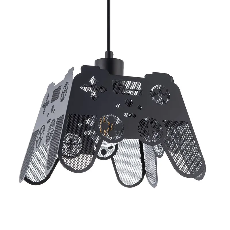 Happy Homewares Modern Matte Black Game Controller Pendant Shade with Laser Cut Holes Black