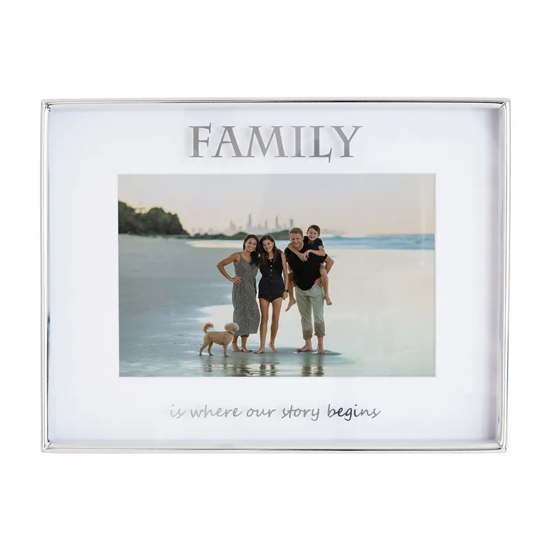Contemporary Silver Plated Metal Family 4x6 Picture Frame for Wall or Table