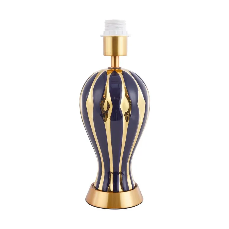 Happy Homewares Traditional Gloss & Polished Gold Ceramic Table Lamp Base in Midnight Midnight