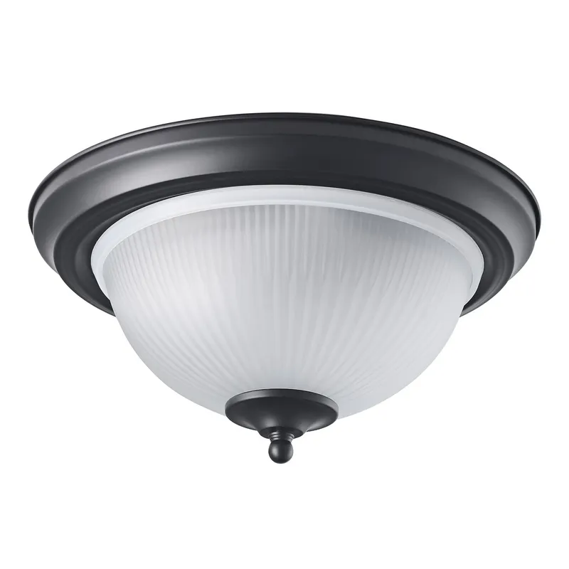 Happy Homewares Traditional IP44 Bathroom Ceiling Light With Stylish Glass Shade in Black Black