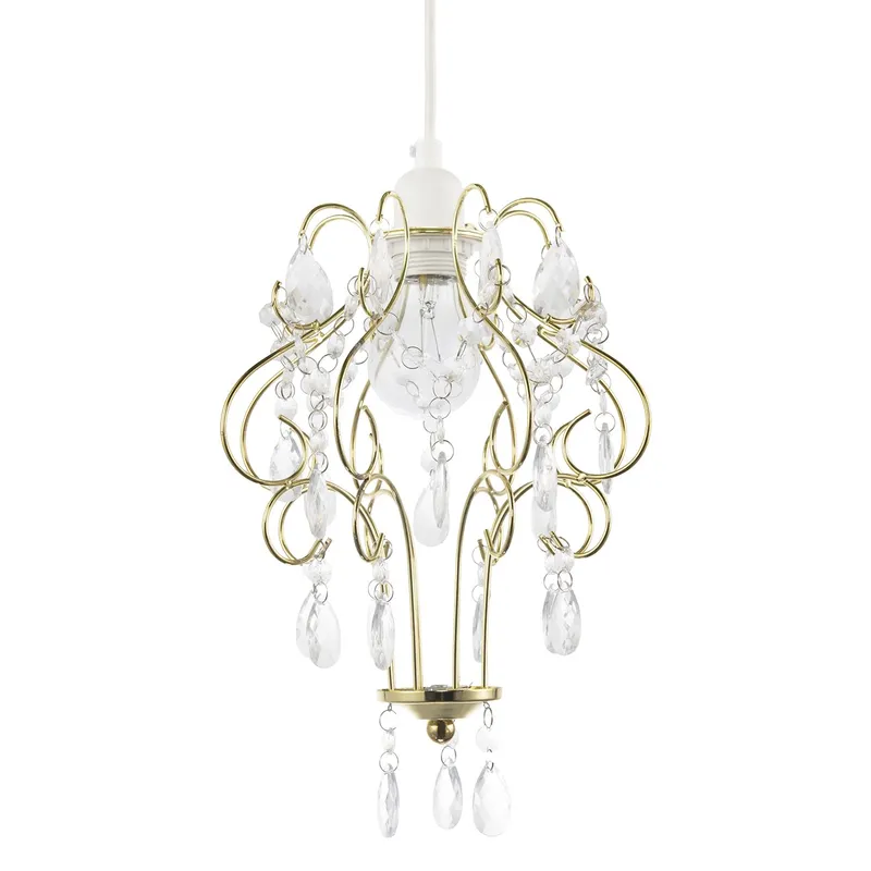 Polished Gold Shabby Chic Chandelier Style Pendant Shade with Acrylic
